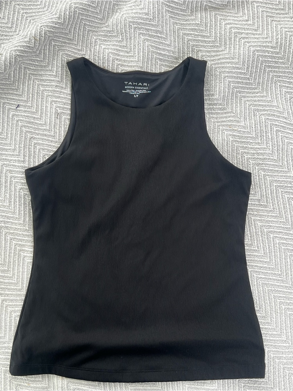 Tahari Black Ribbed Sleeveless Tank